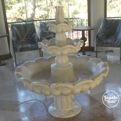 Afyon Sarılı Beyaz Mermer Kavun Dilimli Salon Fıskiyesi Afyon Sarılı Beyaz Mermer Kavun Dilimli Salon Fıskiyesi