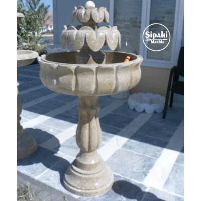 Traverten Yaprak Desenli Uzun Ayaklı Salon Fıskiyesi Traverten Yaprak Desenli Uzun Ayaklı Salon Fıskiyesi