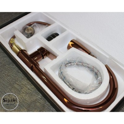 Fıskiyeli Rose Gold Evye Bataryası - Hortumlu Fıskiyeli Rose Gold Evye Bataryası - Hortumlu