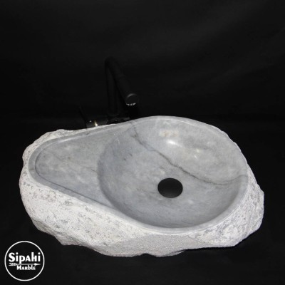 Gri Mermer Sabunluklu Çakıl Lavabo Gri Mermer Sabunluklu Çakıl Lavabo
