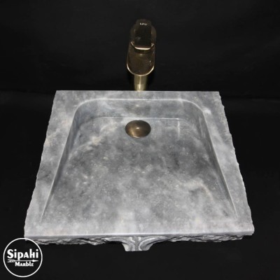 Gri Mermer Saray İşlemeli Lavabo Gri Mermer Saray İşlemeli Lavabo