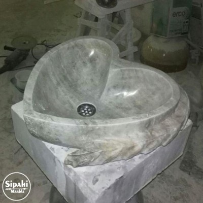 Gümüş Traverten Kalp Model Özel Tasarım Lavabo Gümüş Traverten Kalp Model Özel Tasarım Lavabo