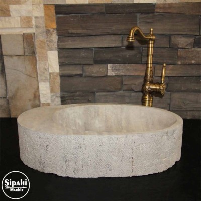 Gümüş Traverten Kenarlıklı Dışı Mucartalı Lavabo Gümüş Traverten Kenarlıklı Dışı Mucartalı Lavabo