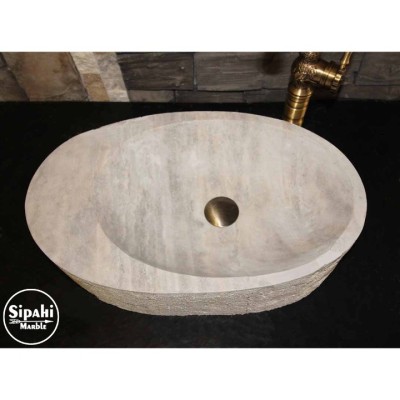 Gümüş Traverten Kenarlıklı Dışı Mucartalı Lavabo Gümüş Traverten Kenarlıklı Dışı Mucartalı Lavabo