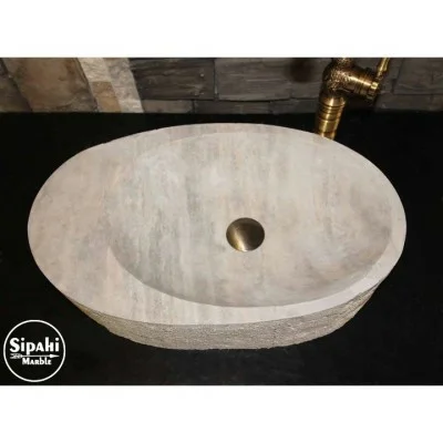 Gümüş Traverten Kenarlıklı Dışı Mucartalı Lavabo Gümüş Traverten Kenarlıklı Dışı Mucartalı Lavabo