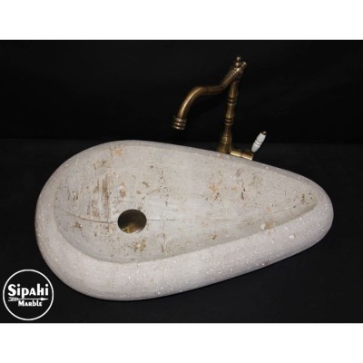 Ham Traverten Çakıl Lavabo Ham Traverten Çakıl Lavabo