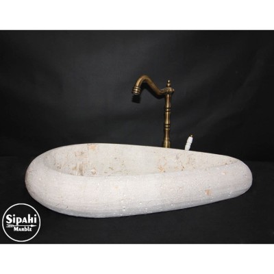 Ham Traverten Çakıl Lavabo Ham Traverten Çakıl Lavabo