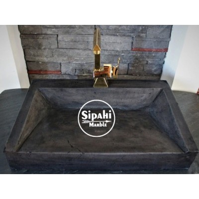 Bazalt Siyah Gizli Giderli Dikdörtgen Lavabo Bazalt Siyah Gizli Giderli Dikdörtgen Lavabo