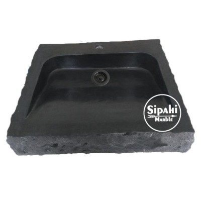 Bazalt Siyah Dışı Patlatma Arkaya Eğimli İç Yüzey Kare Lavabo Bazalt Siyah Dışı Patlatma Arkaya Eğimli İç Yüzey Kare Lavabo