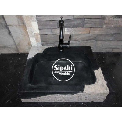 Bazalt Siyah Dizayn Kare Lavabo Bazalt Siyah Dizayn Kare Lavabo