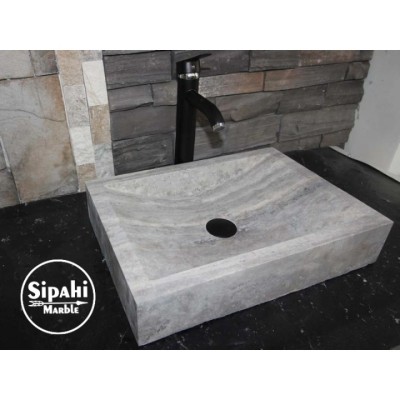 Gümüş Traverten Dizayn Kare Lavabo Gümüş Traverten Dizayn Kare Lavabo