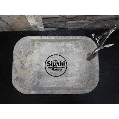 Gümüş Traverten Oval Köşe Dizayn Lavabo Gümüş Traverten Oval Köşe Dizayn Lavabo