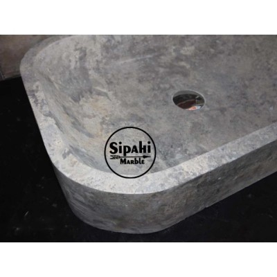 Gümüş Traverten Oval Köşe Dizayn Lavabo Gümüş Traverten Oval Köşe Dizayn Lavabo