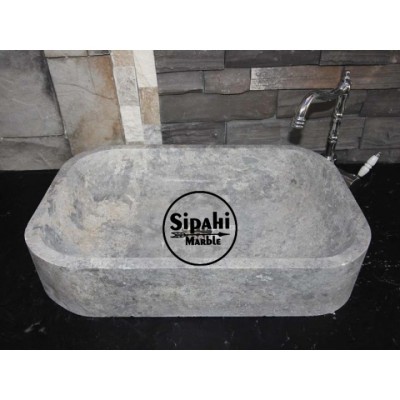 Gümüş Traverten Oval Köşe Dizayn Lavabo Gümüş Traverten Oval Köşe Dizayn Lavabo
