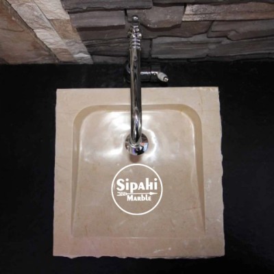 Bej Mermer Dışı Patlatma Kare Lavabo Bej Mermer Dışı Patlatma Kare Lavabo