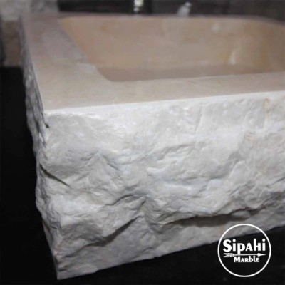 Bej Mermer Dışı Patlatma Kare Lavabo Bej Mermer Dışı Patlatma Kare Lavabo