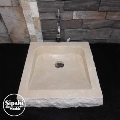 Bej Mermer Dışı Patlatma Kare Lavabo Bej Mermer Dışı Patlatma Kare Lavabo