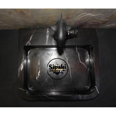 Toros Siyah Batarya Çıkışlı Kare Lavabo Toros Siyah Batarya Çıkışlı Kare Lavabo