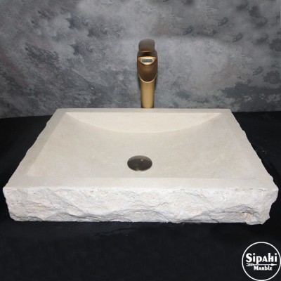 Traverten Batarya Çıkışlı Yay Patlatma Lavabo Traverten Batarya Çıkışlı Yay Patlatma Lavabo