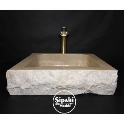 Bej Mermer Eğimli Patlatma Lavabo Bej Mermer Eğimli Patlatma Lavabo