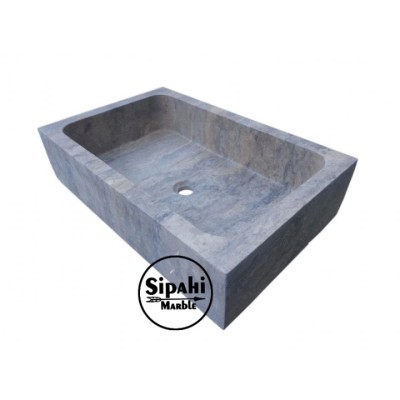 Gümüş Traverten Derin Dikdörtgen Lavabo Gümüş Traverten Derin Dikdörtgen Lavabo