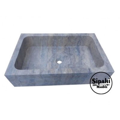 Gümüş Traverten Derin Dikdörtgen Lavabo Gümüş Traverten Derin Dikdörtgen Lavabo