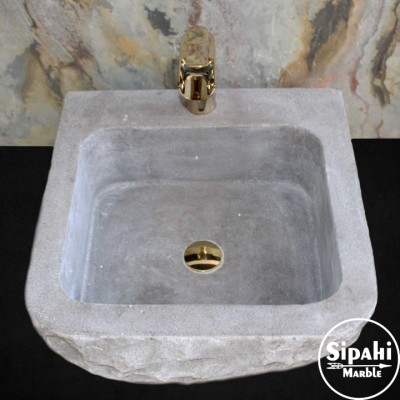 Antrasit Bazalt Batarya Çıkışlı Kare Lavabo Antrasit Bazalt Batarya Çıkışlı Kare Lavabo
