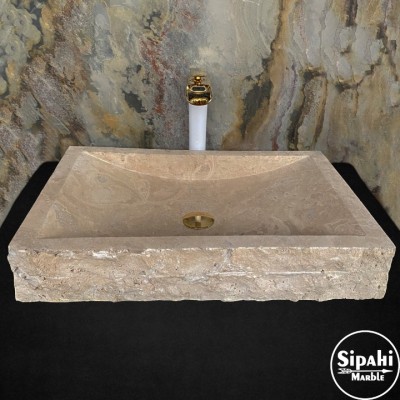 Traverten Yay Model Dışı Doğal Patlatma Lavabo Traverten Yay Model Dışı Doğal Patlatma Lavabo