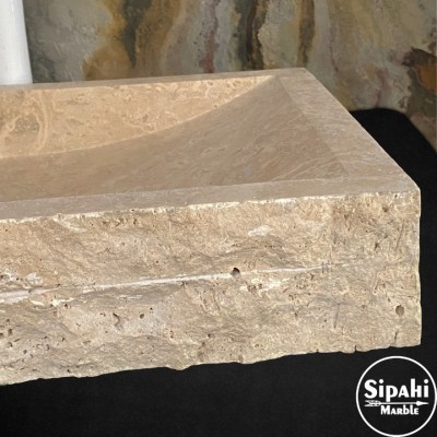 Traverten Yay Model Dışı Doğal Patlatma Lavabo Traverten Yay Model Dışı Doğal Patlatma Lavabo