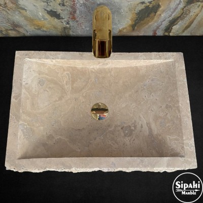 Traverten Yay Model Dışı Doğal Patlatma Lavabo Traverten Yay Model Dışı Doğal Patlatma Lavabo