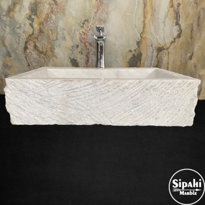 Afyon Beyaz Mermer Eskitme Katman Dizayn Lavabo Afyon Beyaz Mermer Eskitme Katman Dizayn Lavabo