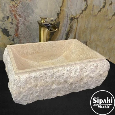 Traverten Dışı Patlatma Dikdörtgen Modern Lavabo Traverten Dışı Patlatma Dikdörtgen Modern Lavabo