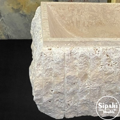 Traverten Dışı Patlatma Dikdörtgen Modern Lavabo Traverten Dışı Patlatma Dikdörtgen Modern Lavabo