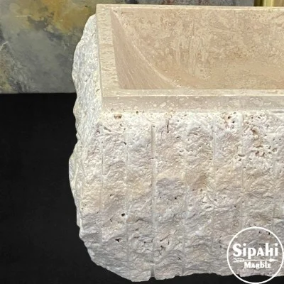 Traverten Dışı Patlatma Dikdörtgen Modern Lavabo Traverten Dışı Patlatma Dikdörtgen Modern Lavabo