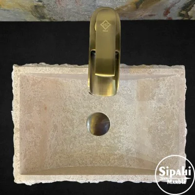 Traverten Dışı Patlatma Dikdörtgen Modern Lavabo Traverten Dışı Patlatma Dikdörtgen Modern Lavabo