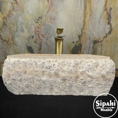 Traverten Dışı Patlatma Dikdörtgen Modern Lavabo Traverten Dışı Patlatma Dikdörtgen Modern Lavabo
