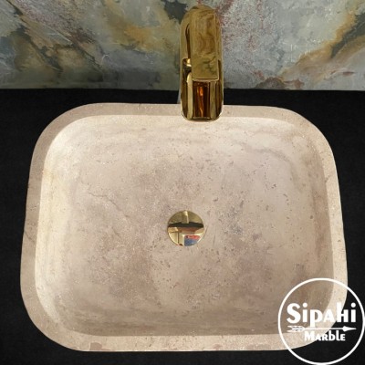 Traverten Oval Tasarım Lavabo Traverten Oval Tasarım Lavabo