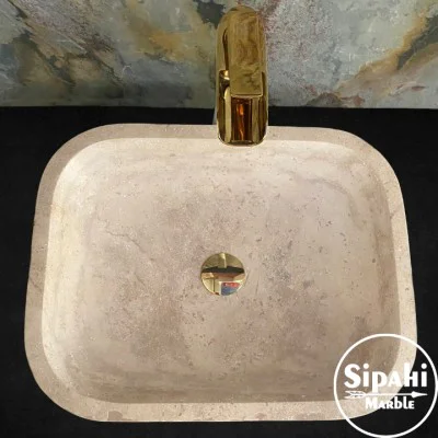 Traverten Oval Tasarım Lavabo Traverten Oval Tasarım Lavabo