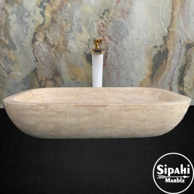 Traverten Oval Tasarım Lavabo Traverten Oval Tasarım Lavabo