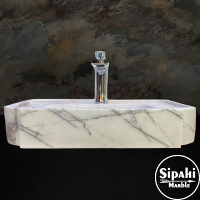 Leylak Mermer Batarya Çıkışlı Modern Lavabo Leylak Mermer Batarya Çıkışlı Modern Lavabo