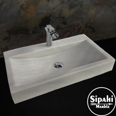 Afyon Beyaz Mermer Yay Model Dikdörtgen Lavabo Afyon Beyaz Mermer Yay Model Dikdörtgen Lavabo