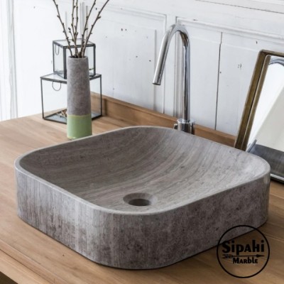 Gümüş Traverten Oval Köşeli Kare Lavabo Gümüş Traverten Oval Köşeli Kare Lavabo