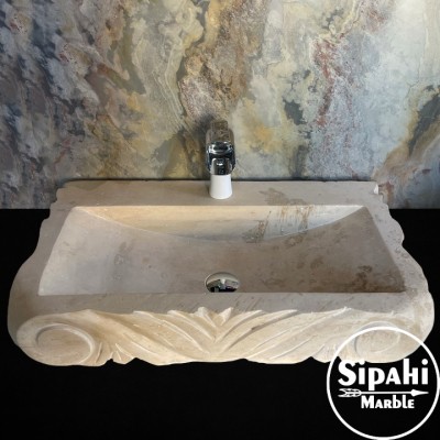 Traverten Saray İşlemeli Eskitme Lavabo Traverten Saray İşlemeli Eskitme Lavabo