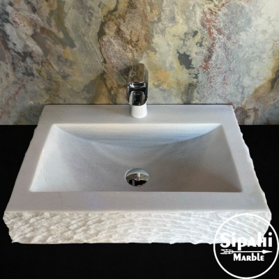 Afyon Beyaz Mermer Dışı Yatay Tarama Lavabo Afyon Beyaz Mermer Dışı Yatay Tarama Lavabo