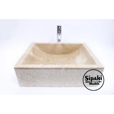 Bej Mermer Dışı Mucartalı Kare Lavabo Bej Mermer Dışı Mucartalı Kare Lavabo