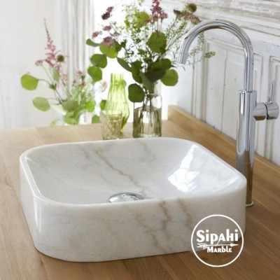 Afyon Beyaz Mermer Oval Dizayn Kare Lavabo Afyon Beyaz Mermer Oval Dizayn Kare Lavabo