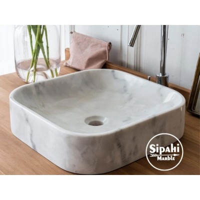 Afyon Beyaz Mermer Oval Dizayn Kare Lavabo Afyon Beyaz Mermer Oval Dizayn Kare Lavabo