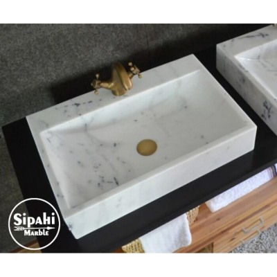 Afyon Grili Beyaz Batarya Çıkışlı Kare Lavabo Afyon Grili Beyaz Batarya Çıkışlı Kare Lavabo