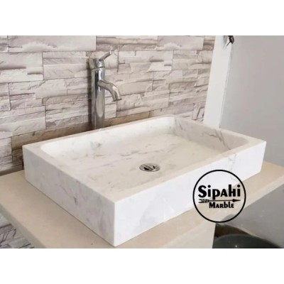 Grili Beyaz Mermer Dikdörtgen Lavabo Grili Beyaz Mermer Dikdörtgen Lavabo