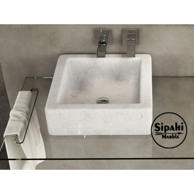Beyaz Mermer Küp Lavabo Beyaz Mermer Küp Lavabo